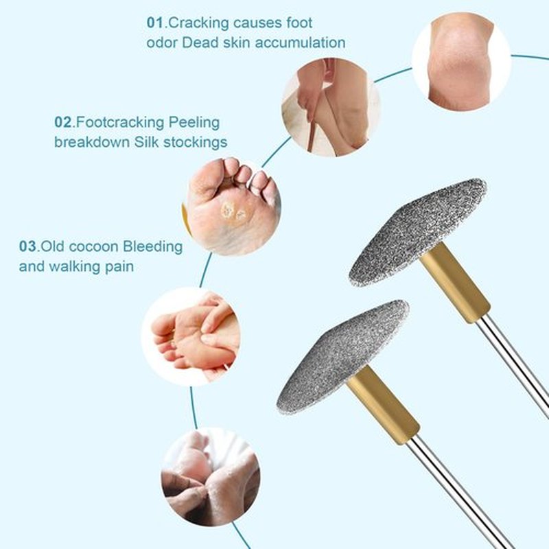 C12rtive Pedicure Drill Bit, Diamond Carbide Foot Nail Drill Bit,Stainless Steel Professional Pedicure Foot Calluses Sanding Polishing Bits for Cracked Skin Callus Removal for Home Salon & DIY(Medium)