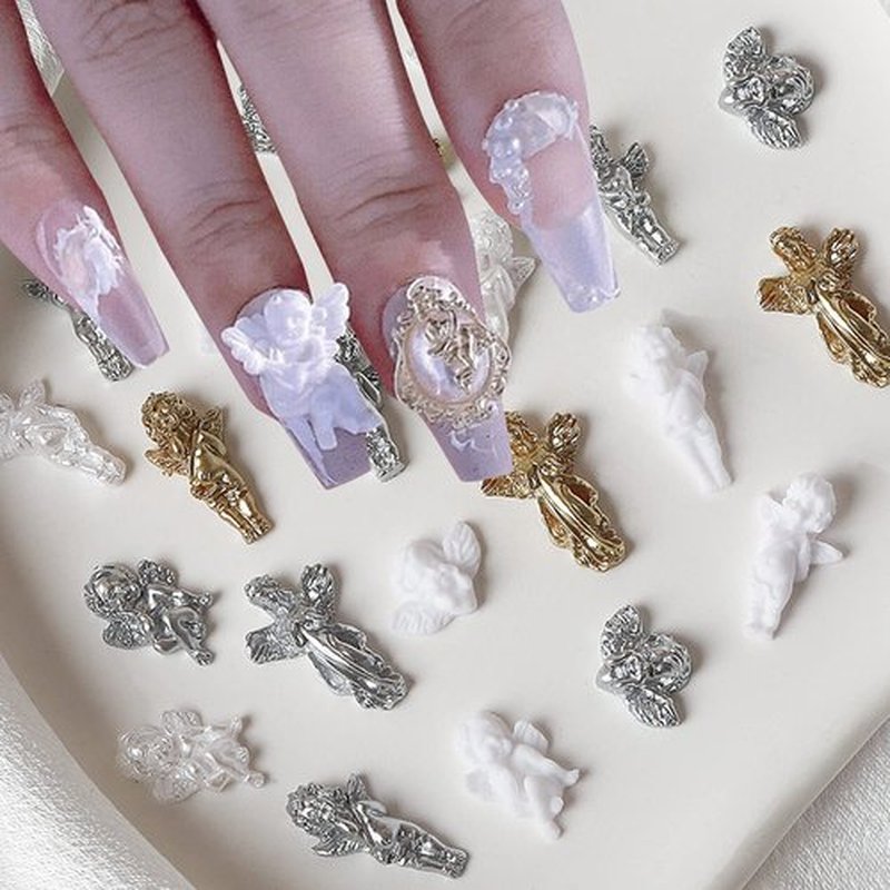 Angel Nail Art Decorations - 32Pcs 5D Love Cupid Resin Designs, Three-Dimensional Acrylic Nails Charms for Women Girls Manicure Art, DIY Jewelry Rhinestone Making Craft Supplies