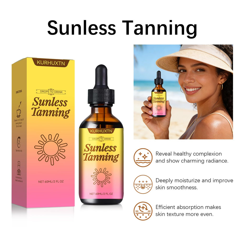 Sunless Tanning Drops to Drink, Natural & Organic Ingredients, Moisturizing Bronzing Tanner for Face & Body (1PC)