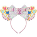 Bolonar Pink Birthday Headband for Women Headband Birthday Party Favors Park Ears