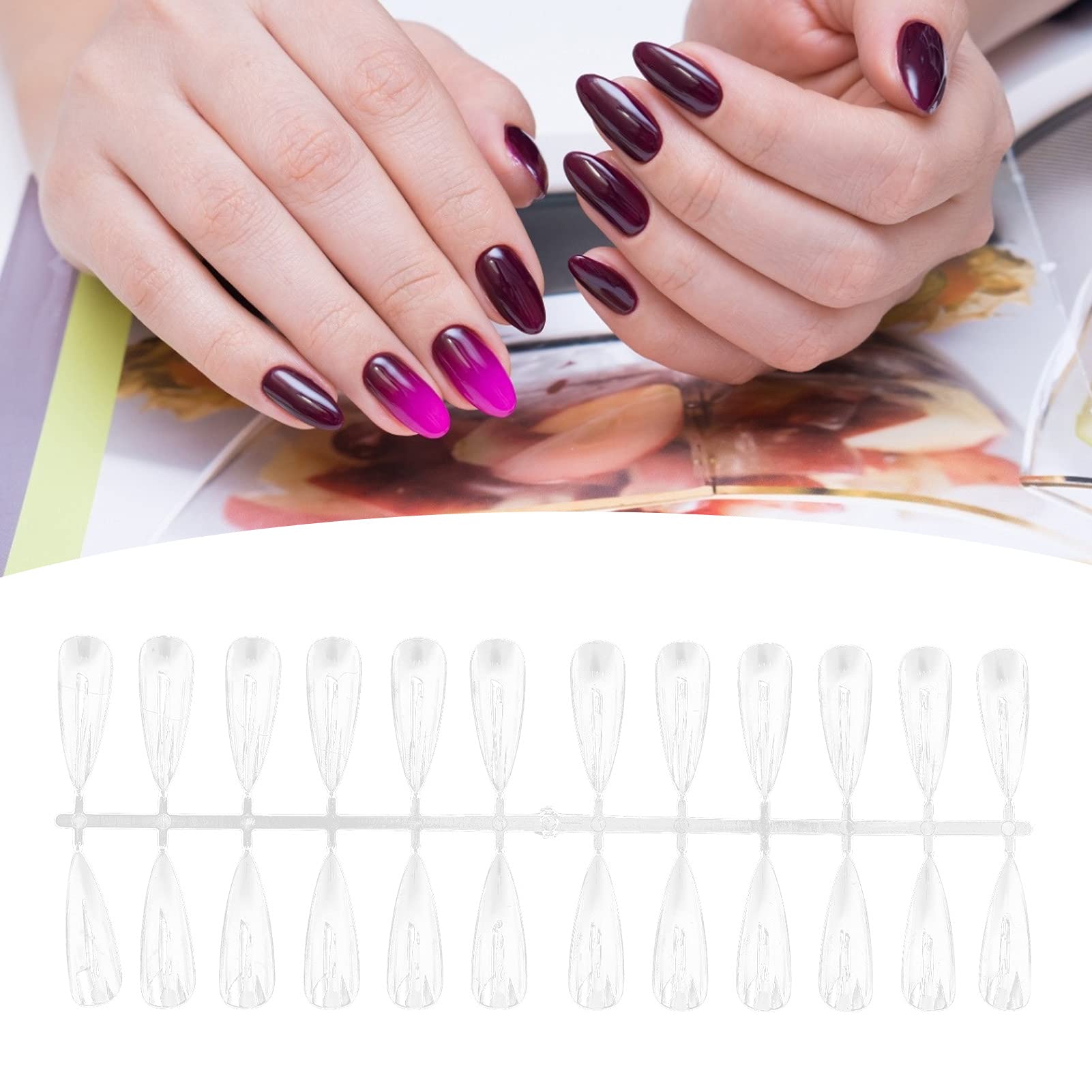 240pcs Transparent Nail Sticks for Nail Art Polish Display Tips, Durable & Portable Manicure Supplies,Transparent(Long tip 240 pieces)
