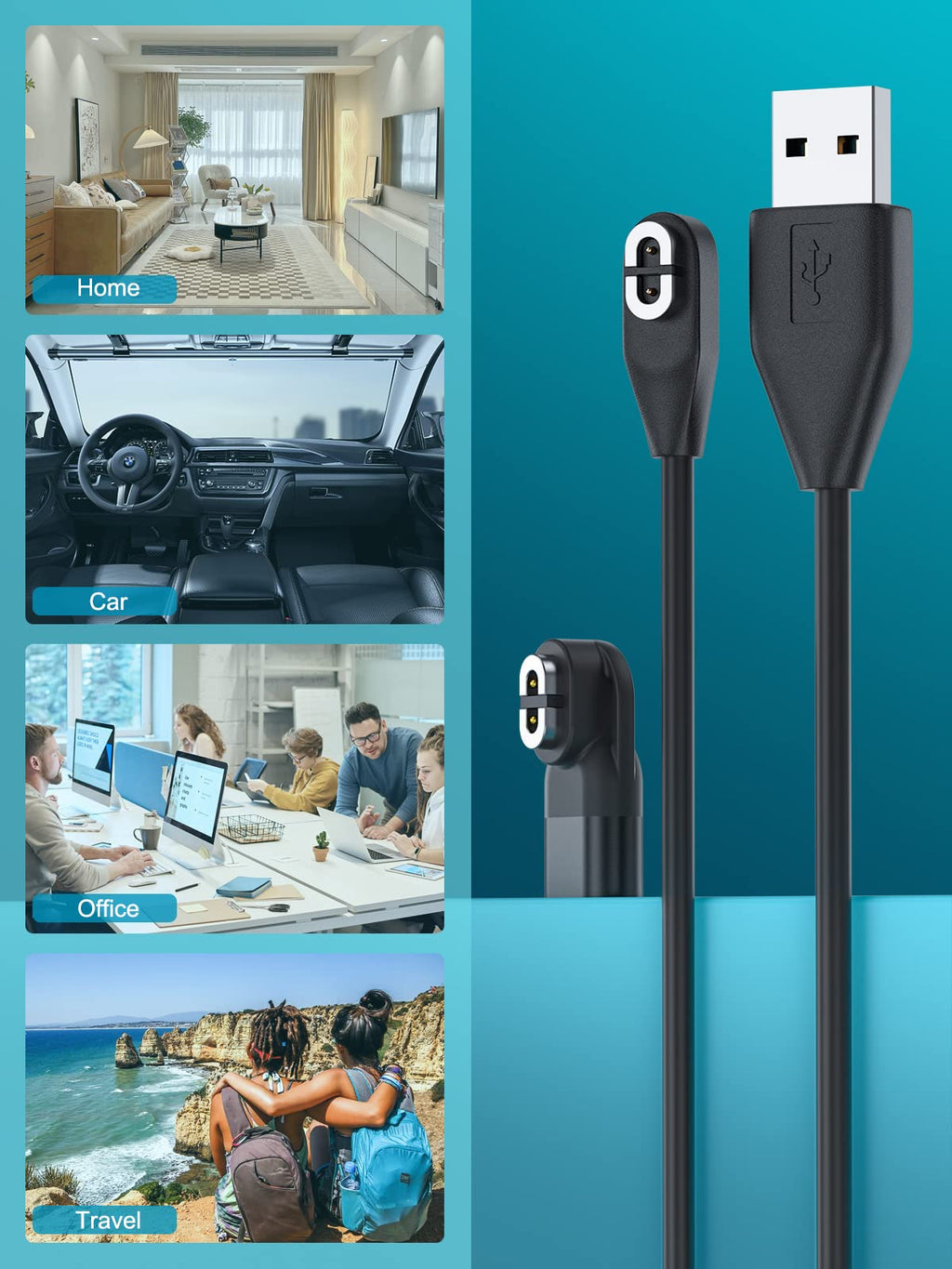 USB C Adapter & Charging Cable for Aftershokz Headphones, Compatible with Shokz Aeropex, Open Run, OpenRun Pro, OpenRun mini, OpenComm 2/UC, for Aftershokz Charging Cable, 4-Pack