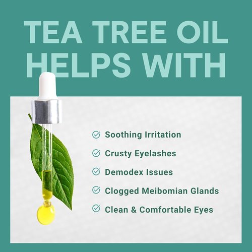 Tea Tree Eyelid Cleanser Wipes - Soothing Dry Eye Relief | 30 Single-Use Towelettes for Eyelash Care