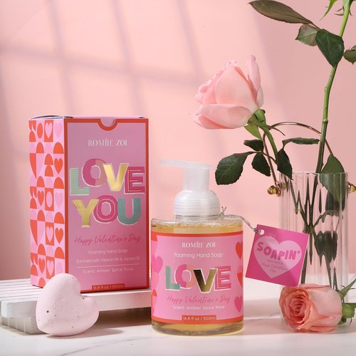 ROMIIE ZOI Foaming Hand Soap for Valentine's Gift Basket- Love You - Infused with Romantic Rose Aroma - 500 ML / 16.8 FL OZ