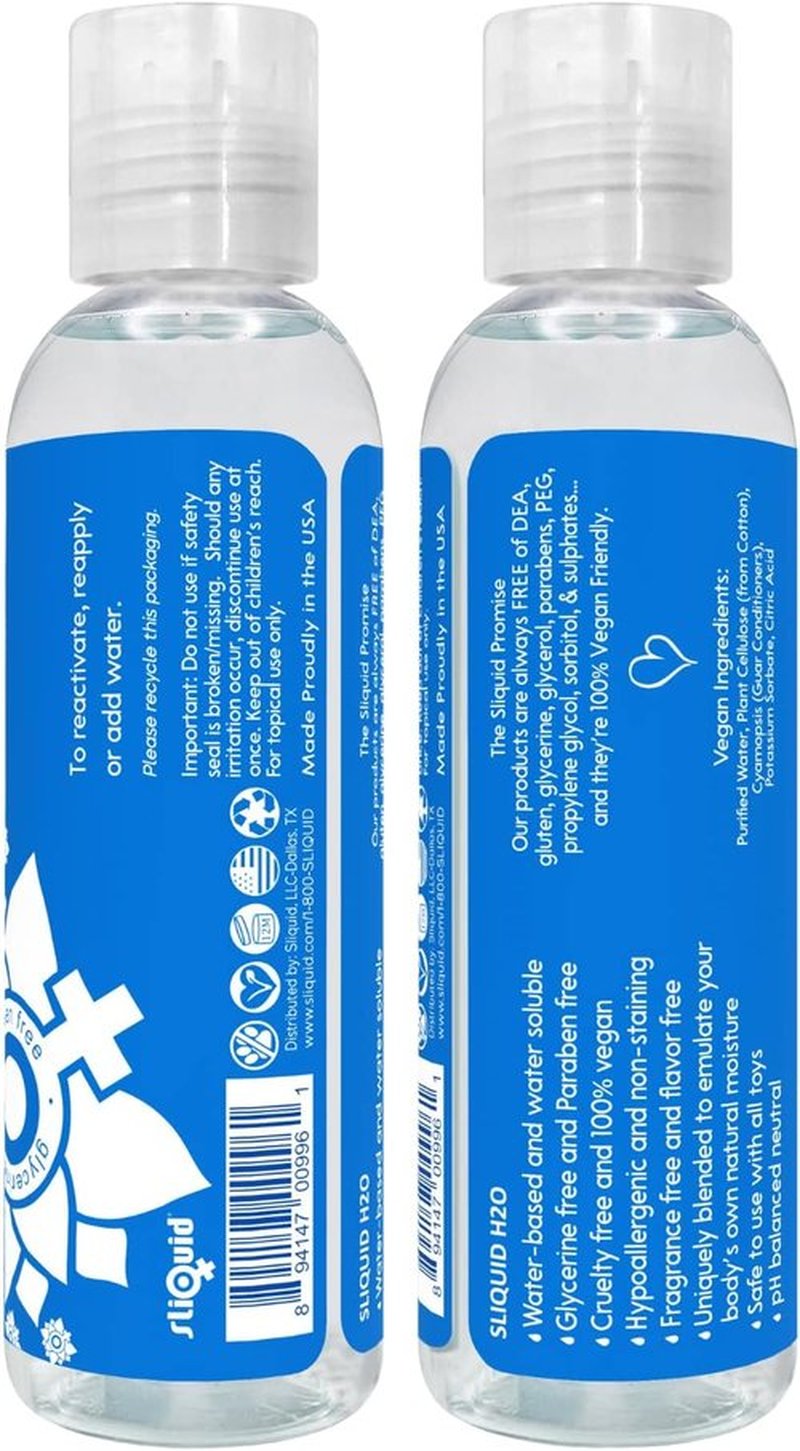 Sliquid H2O Water-Based Lubricant - Glycerin-Free, Natural Formula for Enhanced Intimacy | 2 Oz Clear, Unscented