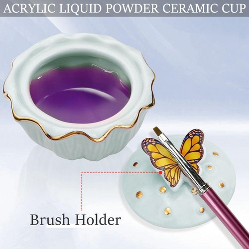 Honey Joy Dappen Dish for Butterfly Ceramic Nail Liquid Porcelain Anti-volatilization Monomer Bottle (HJ-NAPB062-Blue)