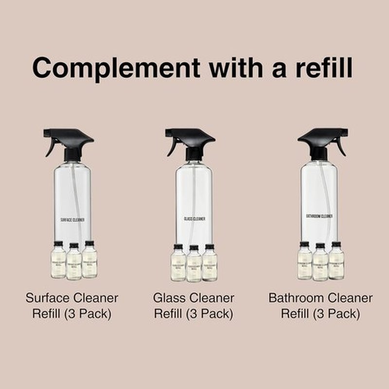 Public Goods Glass Spray Bottle - Refillable Multi-Surface Cleaner | BPA-Free Borosilicate Glass | 24 Oz