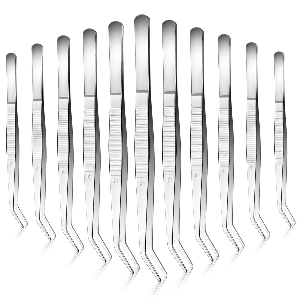 Aemygo 35 Pcs Carbon Steel Tweezers with Curved Serrated Tip, Multipurpose Craft Tweezers Non-Slip Forceps for Sewing Repairing