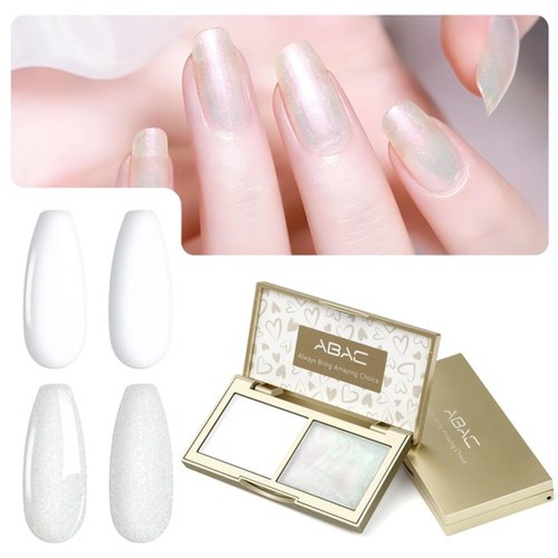 Solid Gel Nail Polish Set,Ombre Pat Painting Gel & Nail Art,6G Full-size 2 Colors White & Glitter White Soak Off UV Gel Polish kit,Manicure Salon DIY Design at Home Gift for Woman