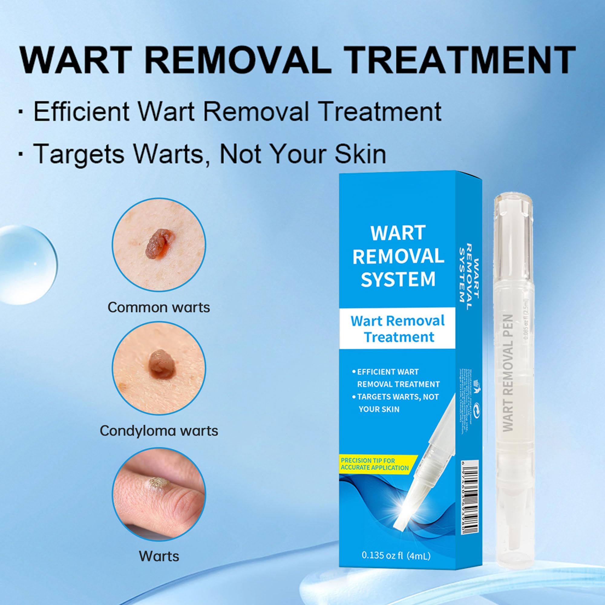 Befada Fast Acting Salicylic Acid Wart Remover Pen for Hands, Feet & Body – Gentle Formula with Brush for Plantar, Common and Flat Warts – Travel Size (0.085 fl oz/4ml)