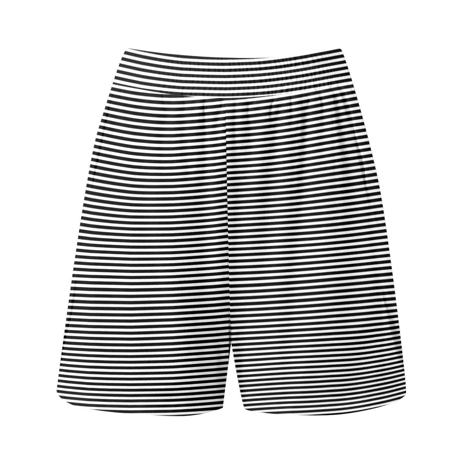 Loinjsnktng Pajamas Shorts Sets For Women Split Short Pjs Set Soft Striped Pajama Tops Elastic Waist Shorts Lounge Sleepwear