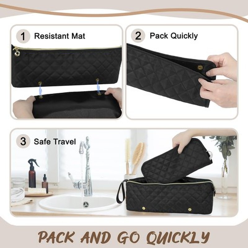 Hair Tools Travel Bag with Heat Resistant Mat, Hair Tool Organizer Bag, Hot Tools Organizer Bag for Curling Iron, Flat Iron, Straighteners, Hair Accessories Organizer Bag, Travel Essentials for Women