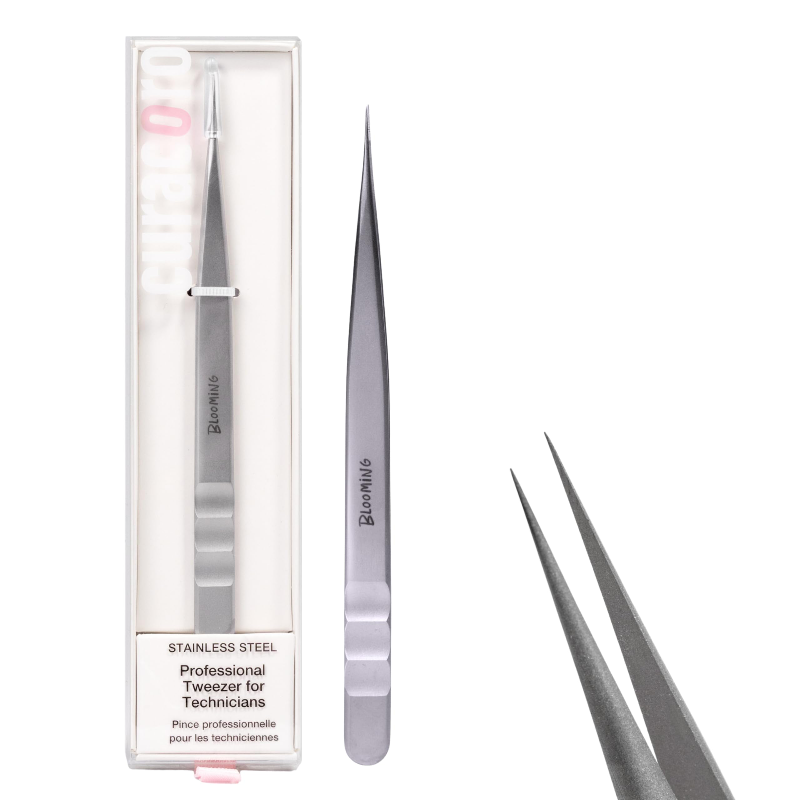 Curacoro Lash Tweezers, LashSmith Straight Isolation Tweezer - Blooming