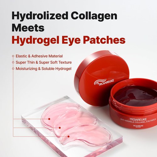 TROIAREUKE Anti-Wrinkle Collagel Eye Patch,Smooths eye,forehead,facial wrinkles,Reduces puffiness & Dark circles,Hydrogel Wrinkle patches,Elastic,adhesive formulation (60Count)
