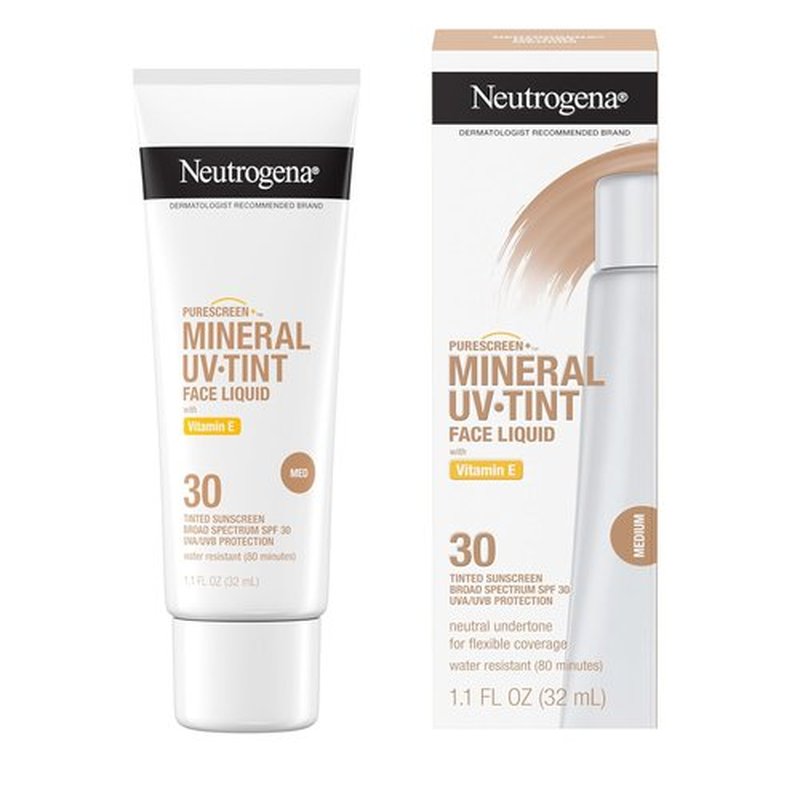 Neutrogena Purescreen+ Tinted Sunscreen - SPF 30 Mineral Formula with Zinc Oxide & Vitamin E | Medium, 1.1 fl oz