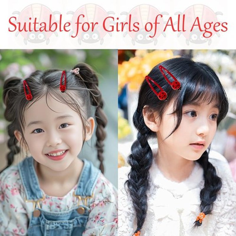 Kesvila 20 Pcs Ladybug Hair Clips, Animal Hair Clips for Girls and Women, Girl Hair Accessories, Snap Barrettes, 5cm/1.96inch, 20 Piece