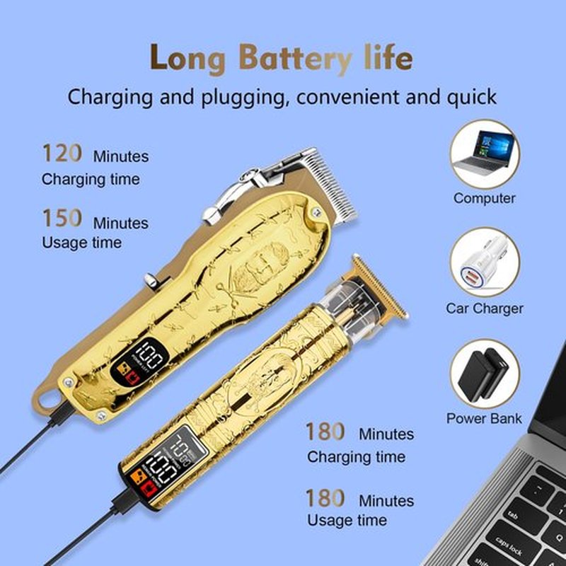 LQT Rechargeable Hair Clipper for Men - Cordless Grooming Tool with Long-Lasting Battery, LED Display, Precision Durable Blades, Low Noise Trimmer, Perfect for Beard and Hair Grooming (Man)