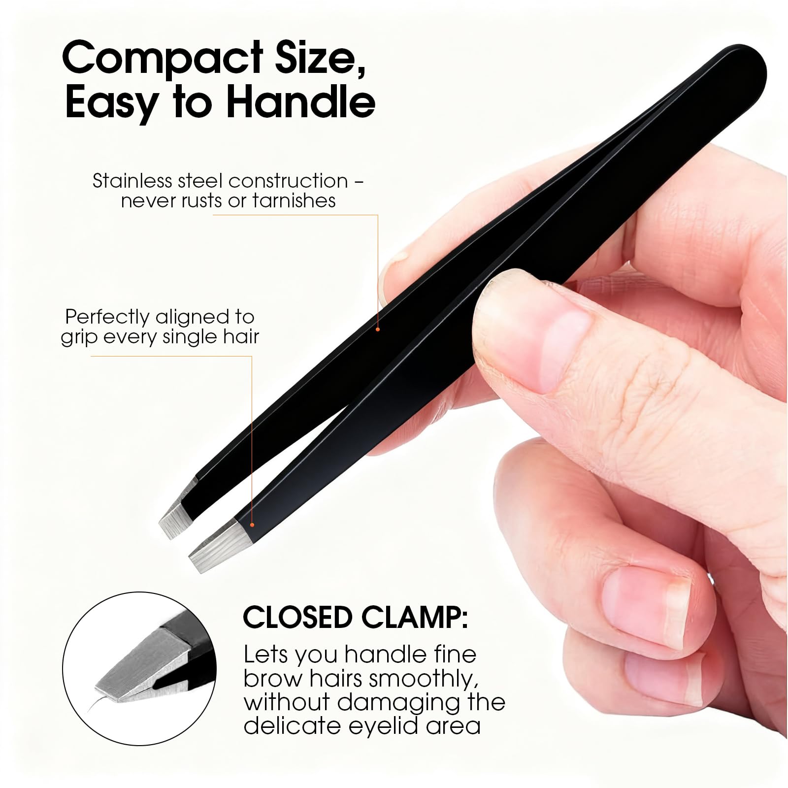 6 Pcs Tweezers Set – Eyebrow Tweezers with Curved Scissors for Ingrown Hair, Hair-Plucking Daily Beauty Tools for Women, with Leather Travel Case