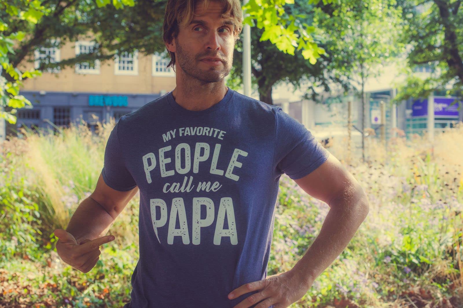 Crazy Dog Mens My Favorite People Call Me Papa T Shirt Funny Cute Humor Tee Fathers Day Family Shirt Best Dad Ever Tshirt Heather Navy XL