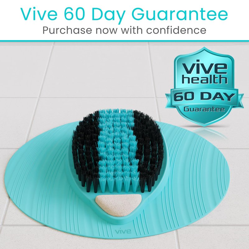 Vive Foot Scrubber for Shower Floor - Feet Cleaner for Dead Skin with Pumice Stone - Massager and Brush Exfoliating - Callus Remover, Improve Circulation and Relieves Pain - Nonslip Suction Cups