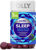 OLLY Extra Strength Sleep Gummies - 5 mg Melatonin & L-Theanine, Blackberry Flavor - 90 Count Sleep Aid