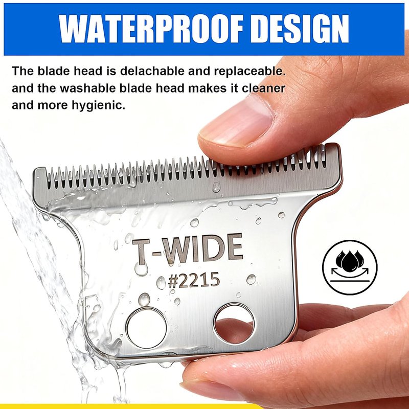 Wahl 2215 Replacement T Wide Blades - Adjustable Stainless Steel Zero-Gap for 5 Star Detailer Trimmer (Silver)