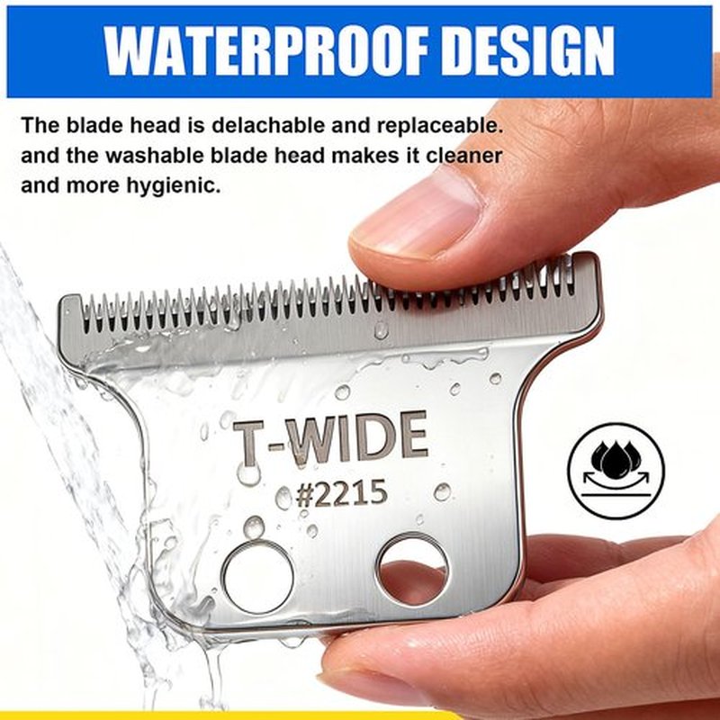 2215 Replacement T Wide Blades Compatible with Wahl 5 Star Detailer Li Trimmer(8081) and (8171) - Adjustable Stainless-steel Zero-Gap Trimmer Blade （1PC-silver)