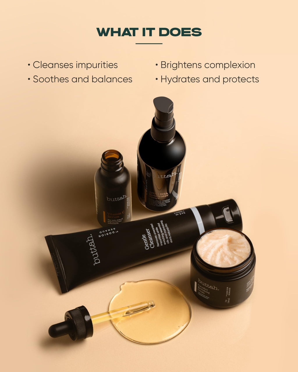 Buttah Skin Supreme Kit for Melanin Rich Skin | Facial Shea Butter 2 oz | Vitamin C Serum 1 oz | Cleanser 3.4 oz | Rosewater Toner 3.4 oz | Black Owned Skincare