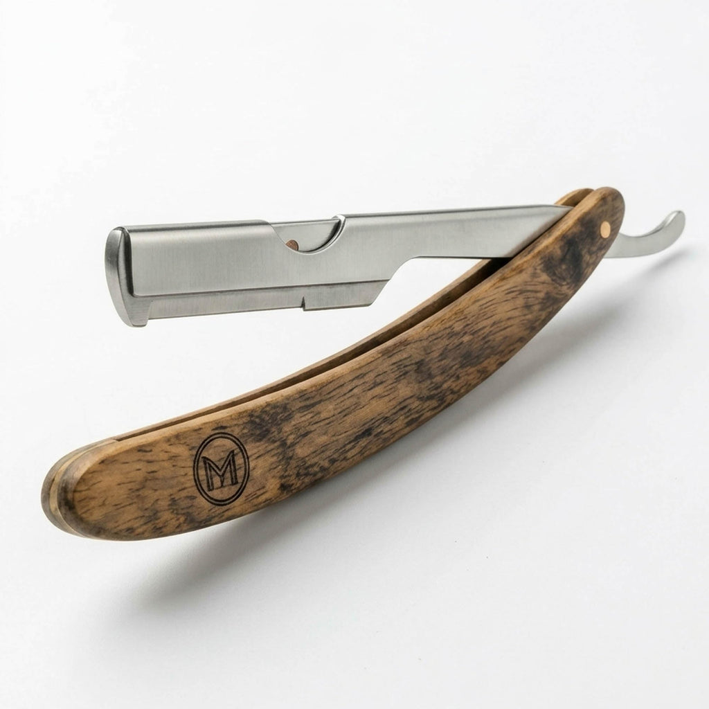 Straight Razor for Men Dark Brown Textolite Handle Stainless Steel Barber Razor Manual Shaving Razor Close Shave Folding Straight Edge Razor Durable Blade Arm Grooming Tool 6.00 Inch