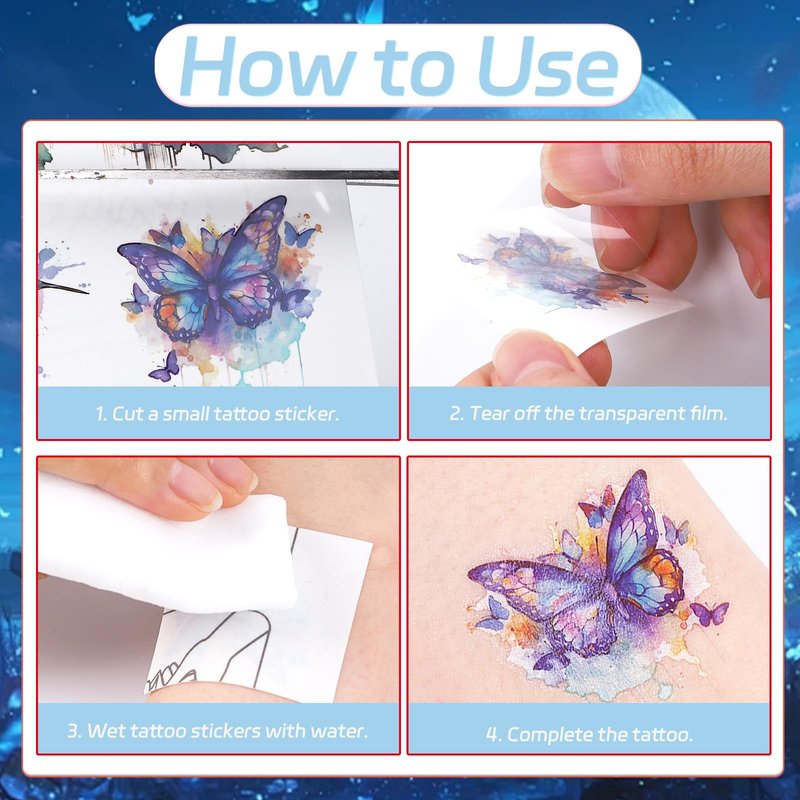 Yoyuspy Blue Bow Temporary Tattoos - 200+ Blue Coquete Birthday Decorations Bow Themed Party Favors Ribbon Tattoo Stickers Gifts Wedding Birthday Bridal Shower Supplies Prizes Rewards for Girl Women