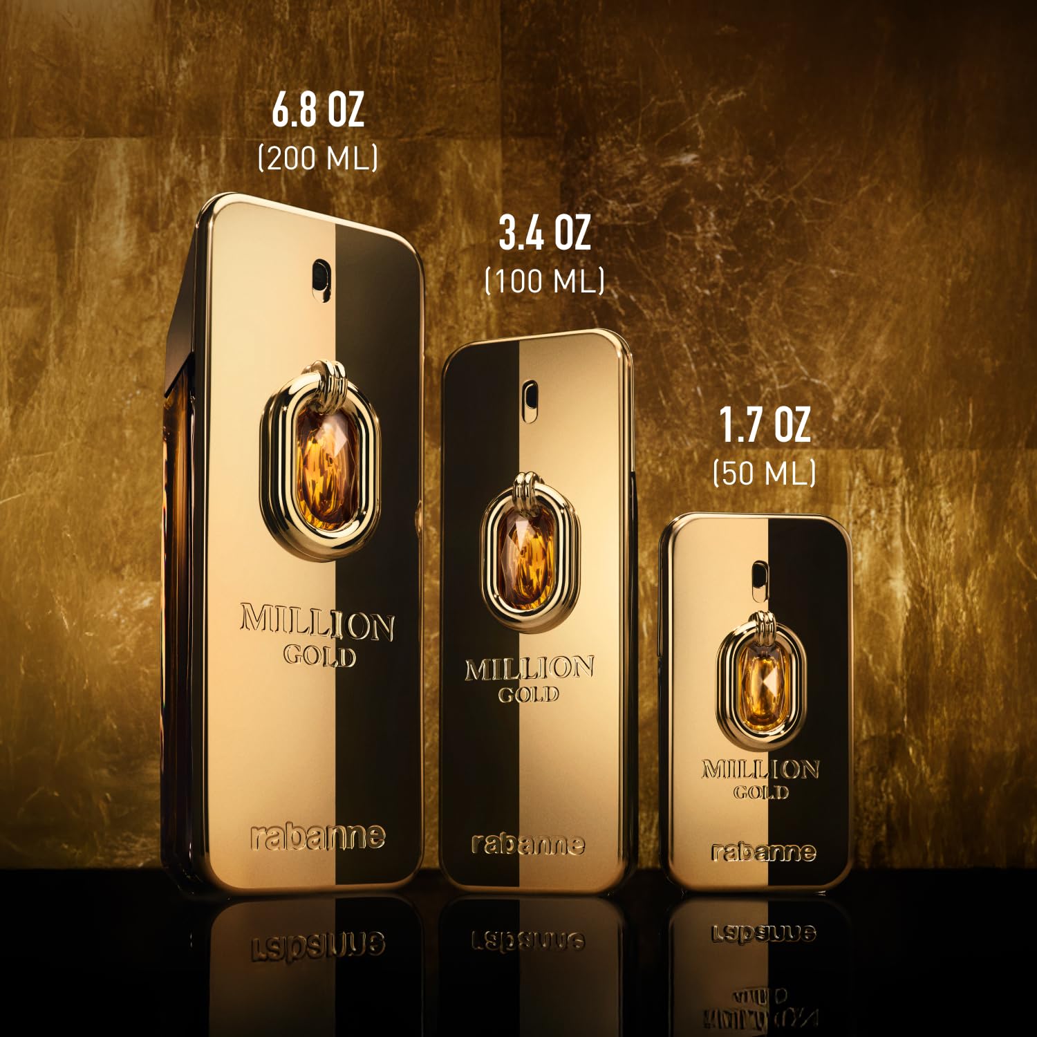 Rabanne Million Gold Elixir Parfum Intense - Long Lasting Luxury Fragrance for Men with Vanilla, Mandarin & Sandalwood - Men's Perfume Spray, 1.7 oz