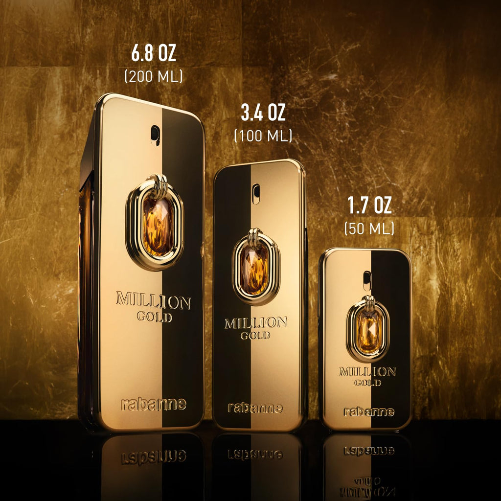 Rabanne Million Gold Elixir Parfum Intense - Long Lasting Luxury Fragrance for Men with Vanilla, Mandarin & Sandalwood - Men's Perfume Spray, 3.4 oz