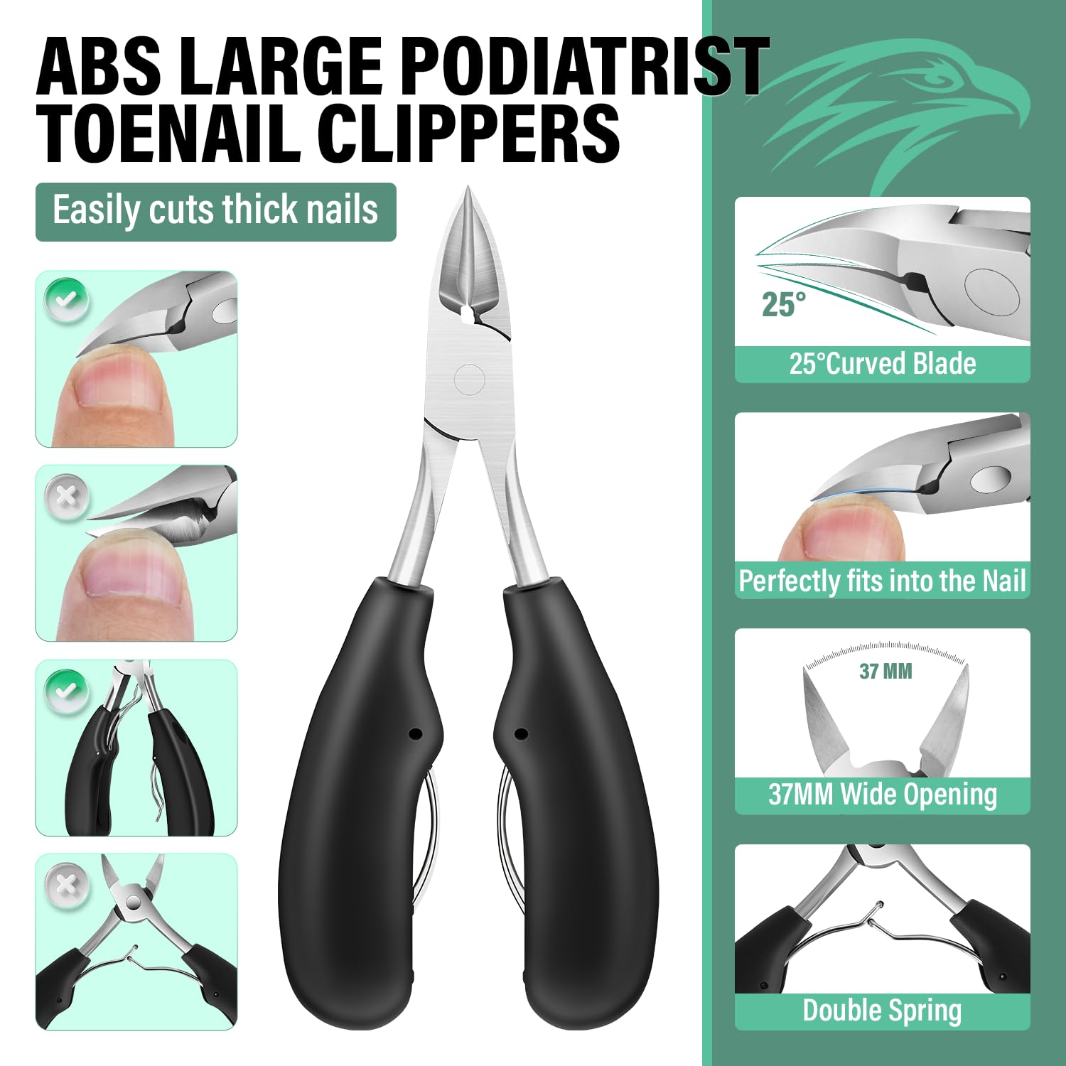 Upgrade Long Handled Toenail Clippers for Seniors with Lock, Large Toe Nail Clippers for Thick Toenails for Men Women, Wide Opening Slanted Fingernail Clippers with Catcher Precision Nail Cutter Set