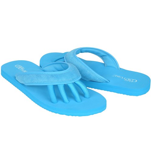 Pedi Couture Pedicure Sandals with Built In Toe Separators for Women - Comfortable Spa Style Flip Flops for Home, Salon, Yoga & Gym Use - Ideal for Nail Drying & Foot Wellness, (Turquoise-Large)