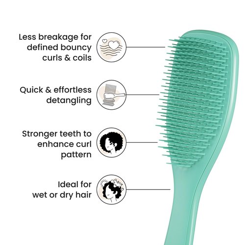 Tangle Teezer Ultimate Detangler Curly Hair Brush, Dry & Wet Hairbrush, Reduces Frizz & Breakage, for 3C to 4C Curly Hair Types, Aqua Green