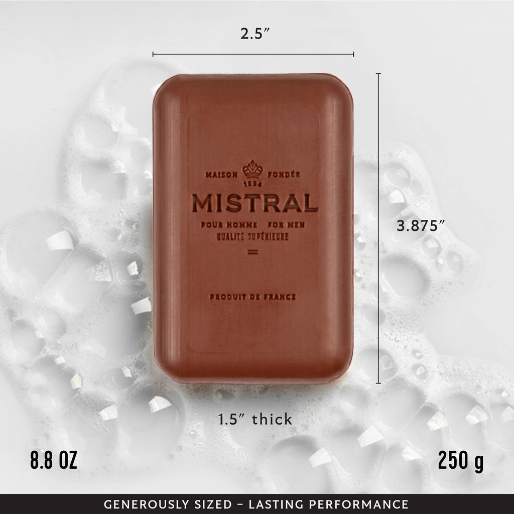 Mistral Mahogany Rum Men's Gift Set | Eau de Parfum 3.3oz Cologne Spray & 8.8oz Triple Milled Soap | Rum, Amber, Spice & Caramelized Woods Scent | Premium Men's Grooming Gift Set - Made in France