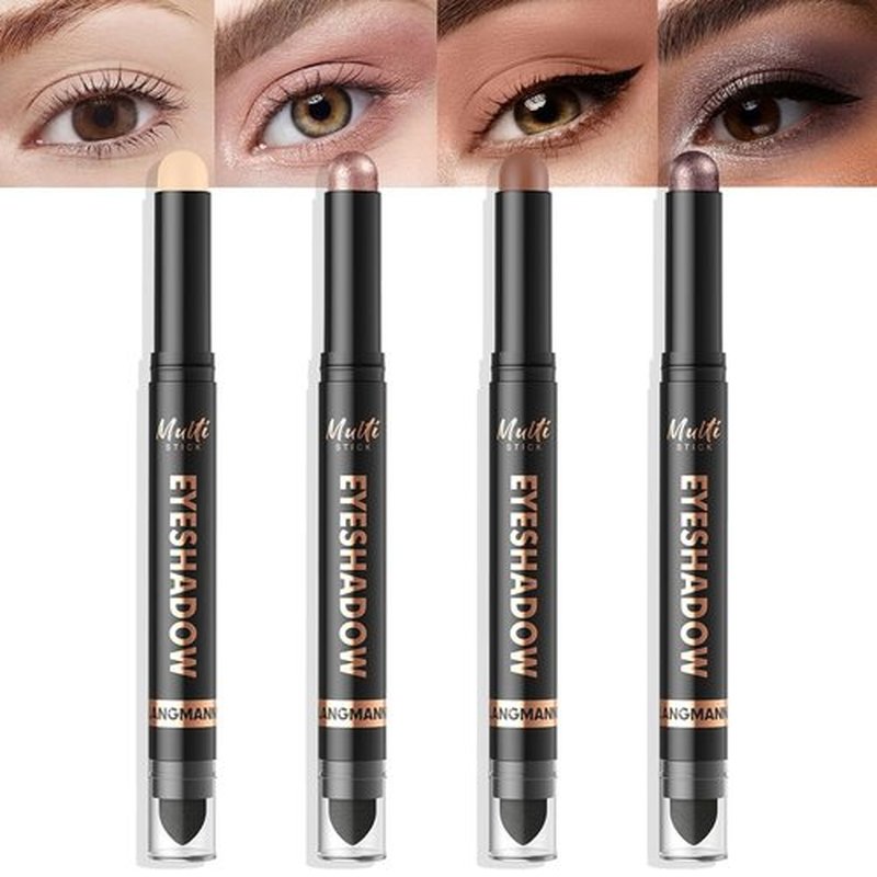 LANGMANNI Dual-Ended Cream Eyeshadow Stick Set - Silky Smooth, Waterproof, All-Day Matte & Shimmer Wear, 4 Colors