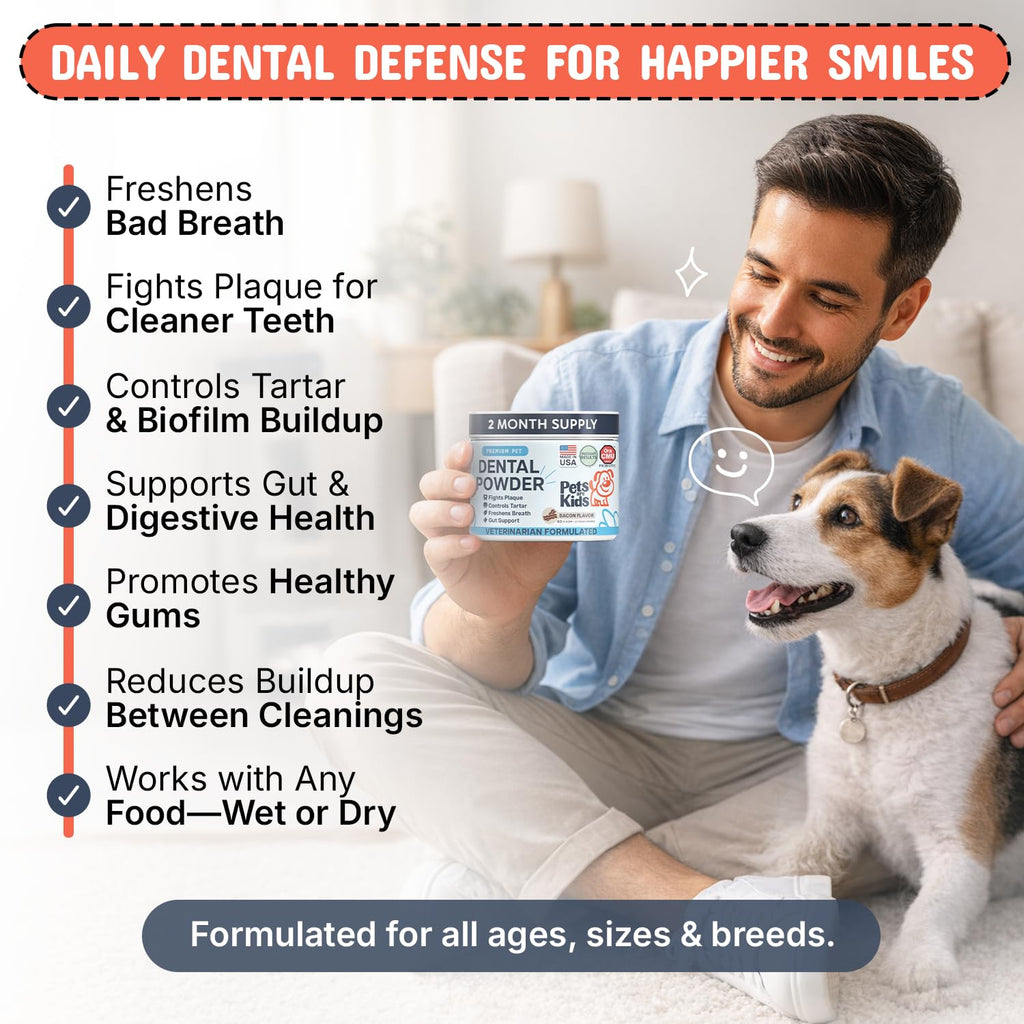 Pets are Kids Dog Dental Powder for Gut Support & Dental Hygiene, 60 Scoops