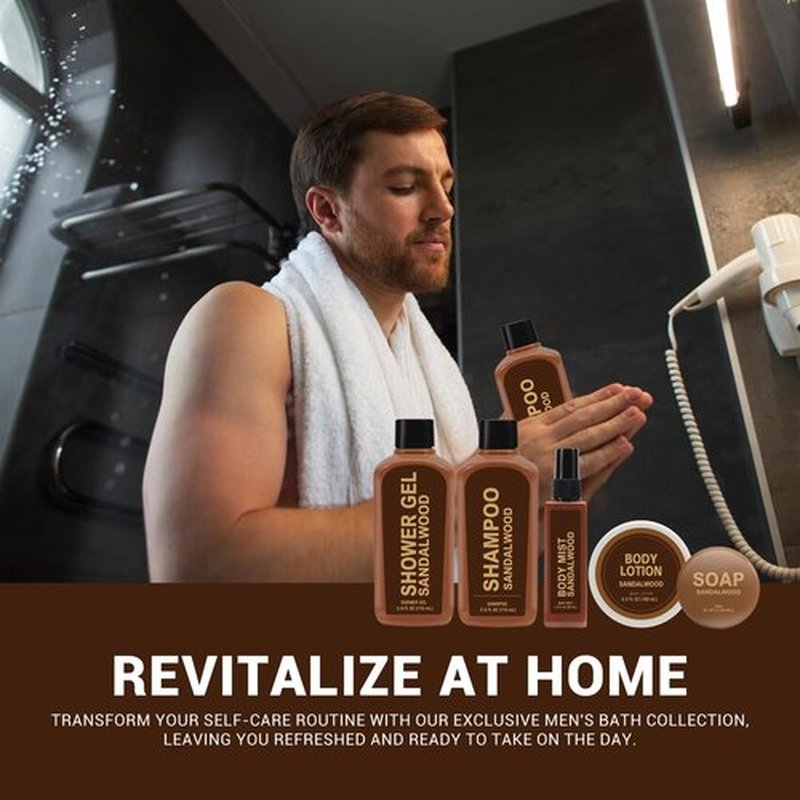 Gifts for Men 6pcs Sandalwood Gift Set Bath Sets with Shampoo, Shower Gel, Soap, Body Lotion, Body Wash Mens Gifts Birthday Anniversary Gift Sets for Men, Christmas Self Care Fathers Day Gift