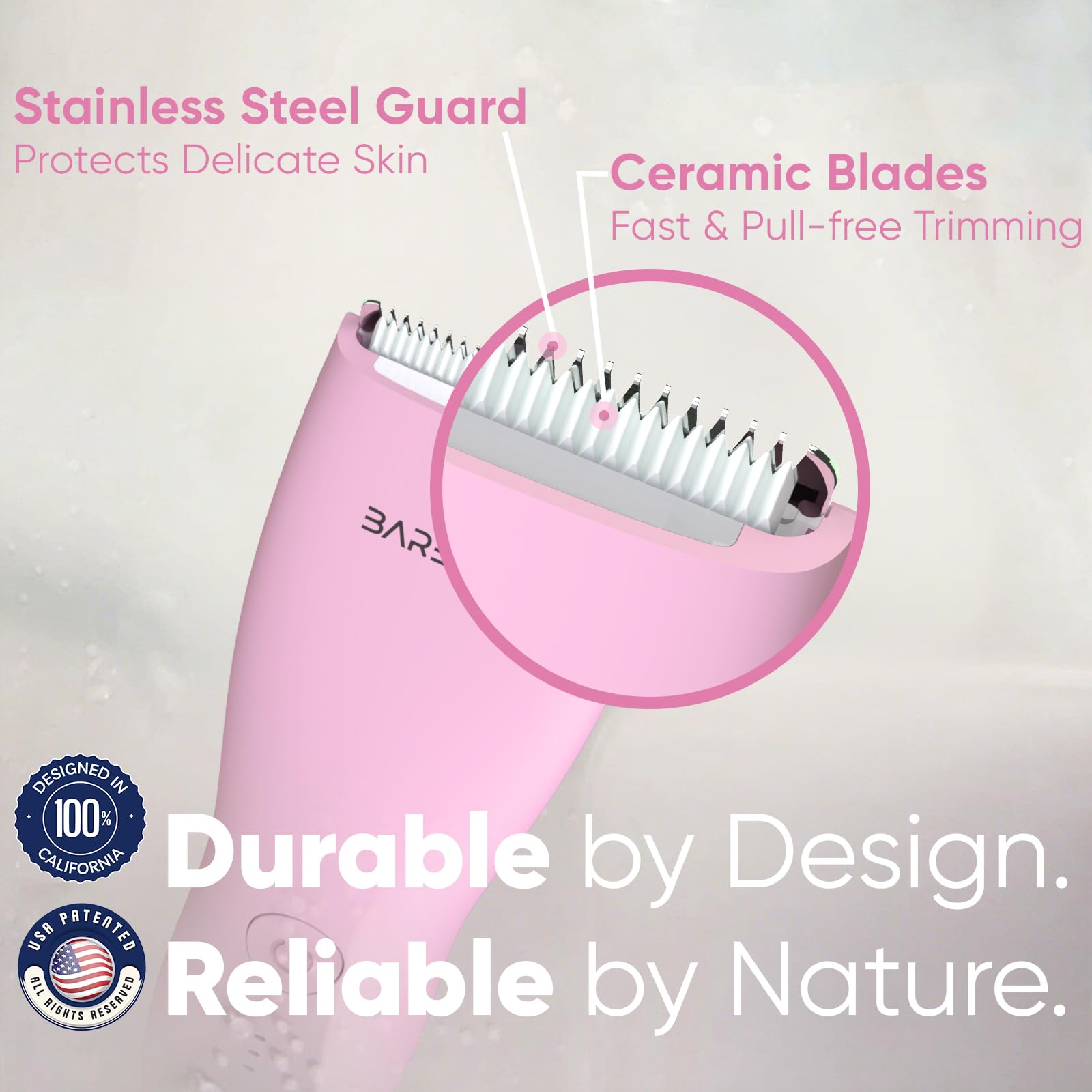 BAREWIZE Body Hair & Pubic Hair Trimmer for Men & Women, Painless Electric Body & Bikini Shaver | Waterproof, Type-C Rechargeable, LED Light, Replaceable Blade, Manscape Personal Groomer (Denim Blue)