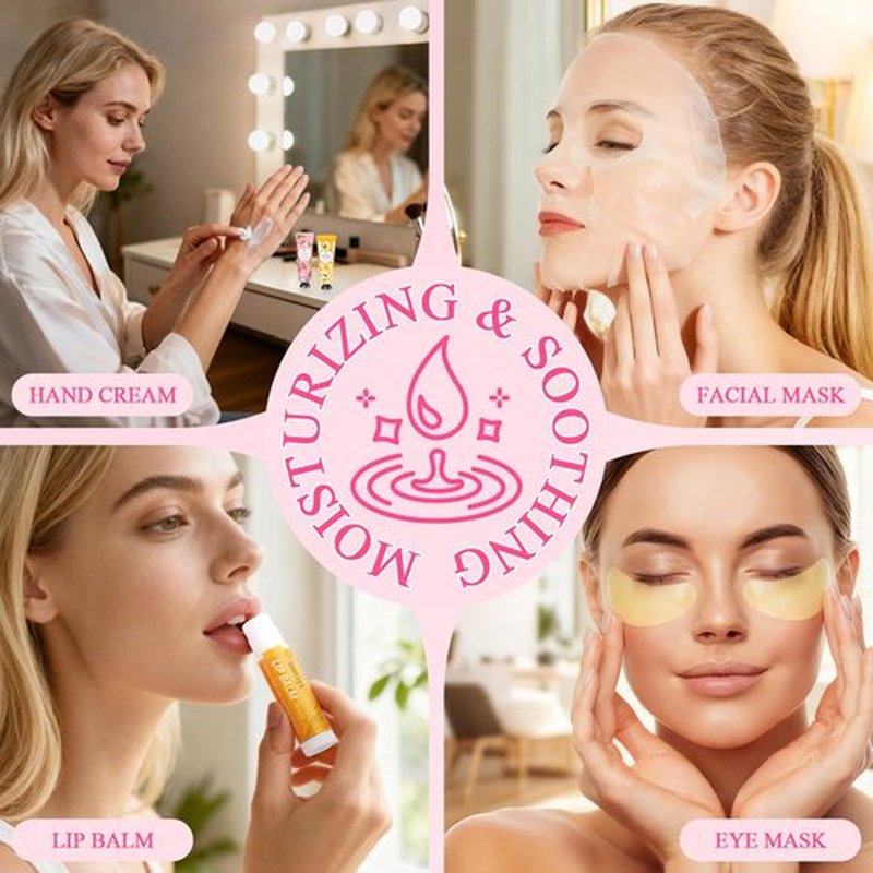 72 Pcs Bulk Gifts For Women, Bulk Facial Mask, Lip Balms, Hand Creams & Under Eye Patches, Spa Party Supplies,Party Favors For Bridal Wedding, Baby Shower,Sleepover Party, Christmas Stocking Stuffers