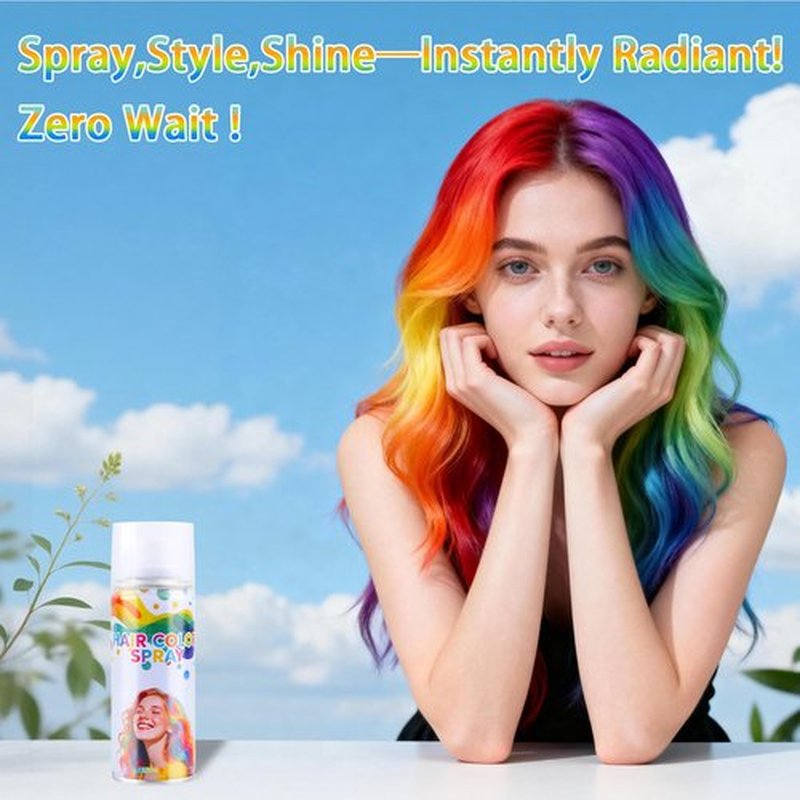 Silver Temporary Hair Color Spray,Non-Stick Hairspray for Women Men,One-day Washable Hair Dye Spray for Party Halloween Cosplay DIY Christmas.