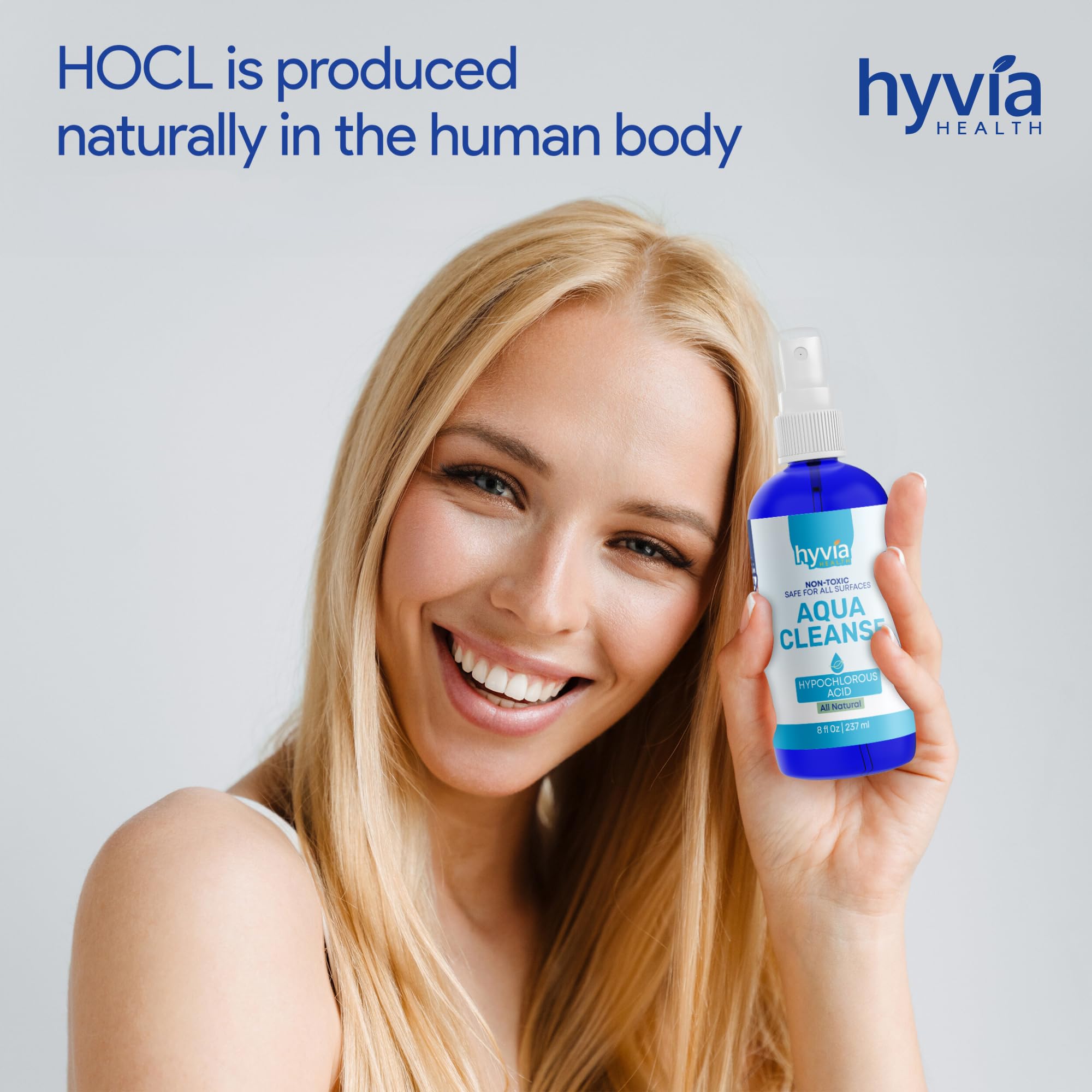 Hyvia Health AquaCleanse Hypochlorous Acid 1 Gallon - Bulk All-Purpose Cleaner with HOCL, All-Natural Surface Cleaning Solution - Safe For Kids, Pets, & Daily Use | Clear Spray Made In USA | Refill