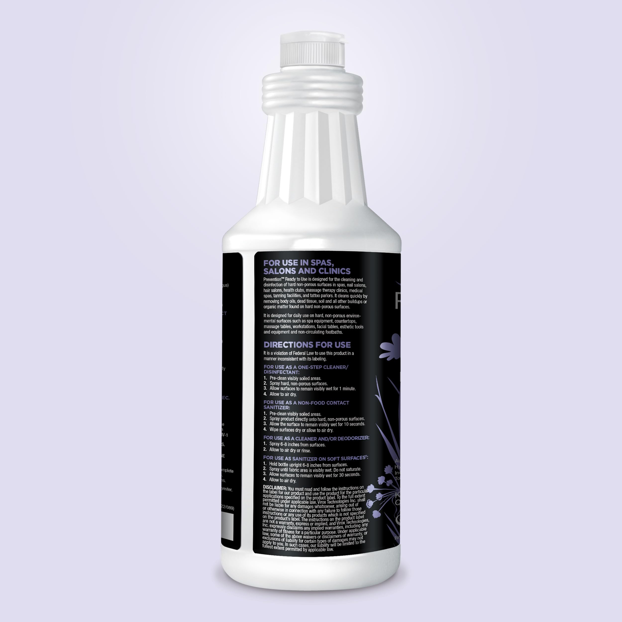 Prevention Ready-To-Use Disinfecting Cleaner – Hospital Grade Disinfectant Spray Solution for Salons, Spas, Clinics, Surfaces – Sanitizing Solution & Two Reusable Sprayers – 32oz Bottle (6 Pack)