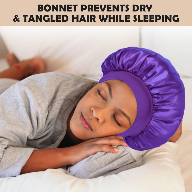ZHENSILK 4Pcs Silk Bonnet for Sleeping, Satin Hair Bonnets, Soft Elastic Band Silk Sleep Cap, Hair Wrap for Women(Black Wine Red Purple Gold)