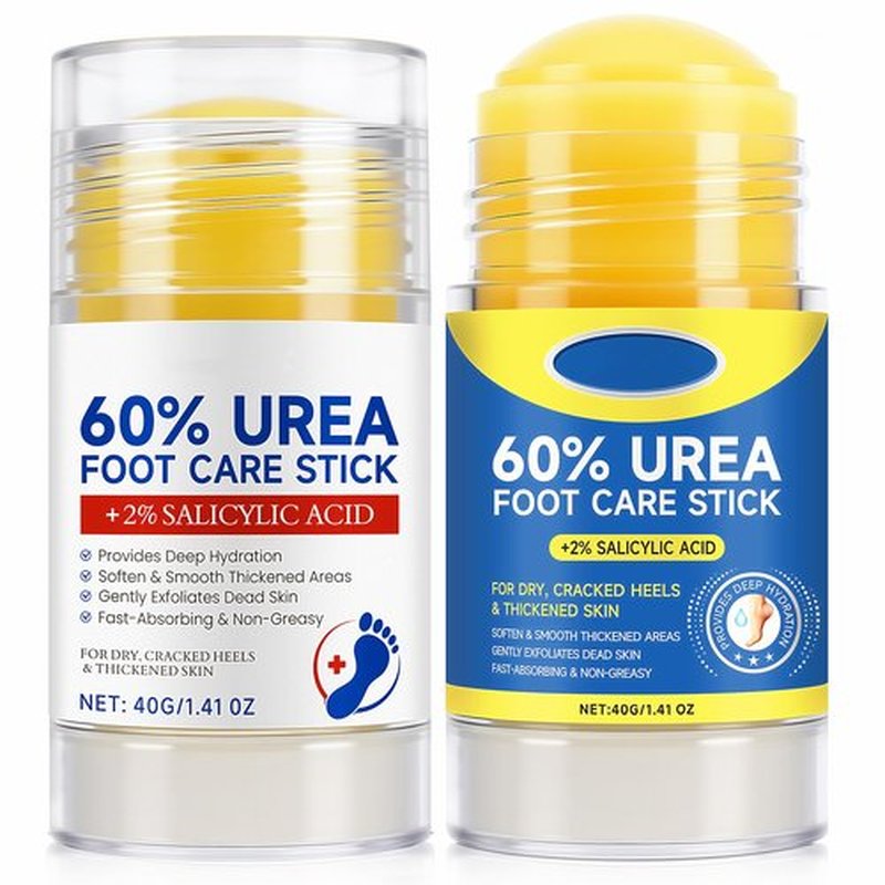 2 Pcs 60% Urea with 2% Salicylic Acid Foot Care Stick, Urea Foot Cream for Cracked Feet, Repairs Dry Rough Heels Fast, Foot Lotion Moisturizer for Dead Skin, Hydrating Heel Balm