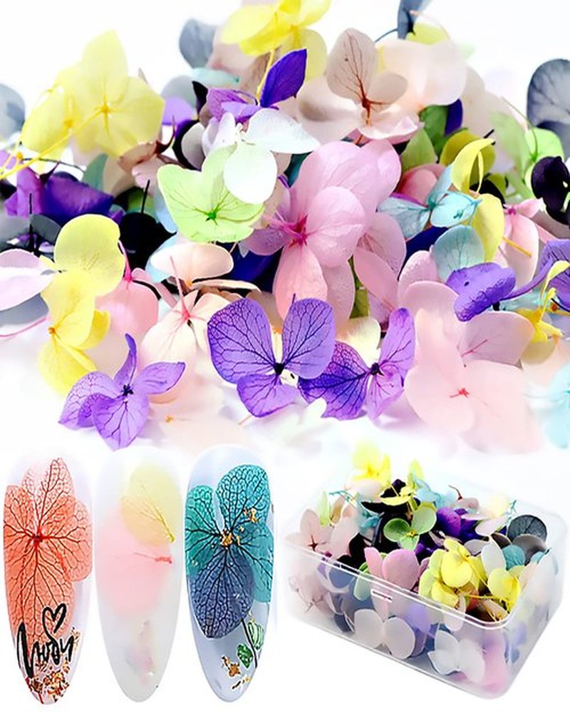 Dry Flowers for Nails,Dried Flowers for Nails,Naturaleza Muerta Flores para UñAs,Dried Hydrangea Flowers Nail Art Handmade Ornaments Decorative Dried Flowers Embossed Boxed Hydrangea Flowers