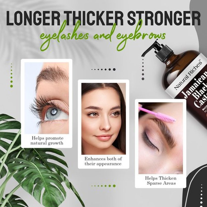 Natural Riches Jamaican Black Castor Oil Glass Bottle Pure Organic Cold Pressed for Hair Growth Skin Care for Dry Skin Conditioning Eyebrows Eyelashes Scalp and Nail Moisturizes & Repairs 16fl.oz.