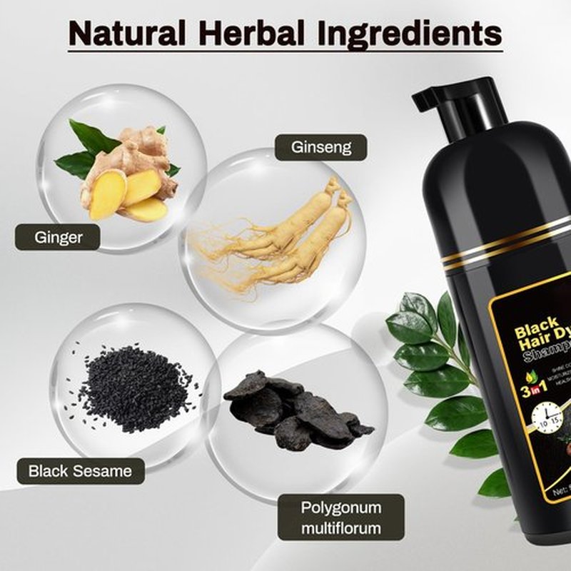 cosmpro Black Hair Dye Shampoo 3 in 1 Champu Para Canas for Gray Hair Coverage, Natural Herbal Black Hair Color Shampoo for Women, shampoo para pintar el cabello