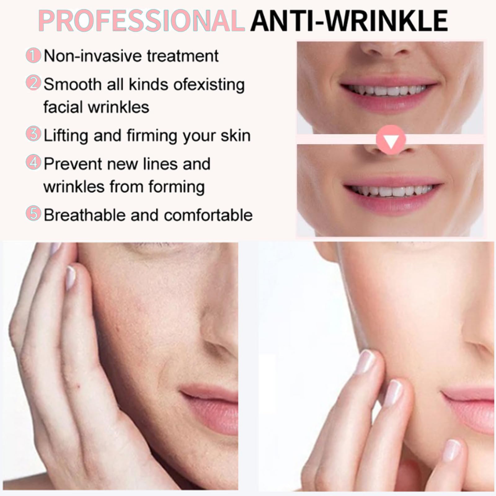 Ueseinl 6PCS Silicone Lip Lift Anti Wrinkle Patches, Resusable Lip Mask to Smooth Smile Lines, Silicone Sticker for Fine Lines & Around Mouth Area, Fast Acting Collagen Pad